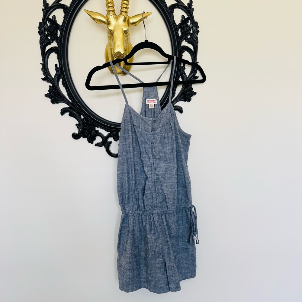 Mossimo Supply Co Gray Blue Heathered Thin Strap Romper